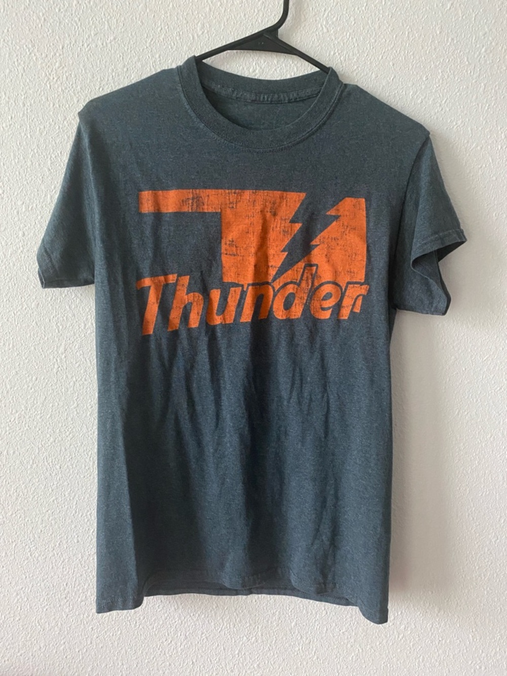 Thunder Graphic Tee - Charcoal with Orange Print